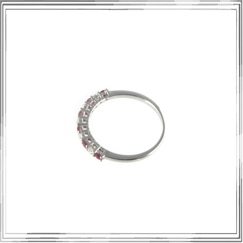 K18WG Ruby Diamond Ring R,0.25ct D,0.16ct size #12