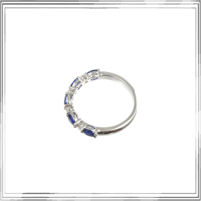 K18WG Blue Sapphire Diamond Ring S,1.00ct D,0.17ct size #12