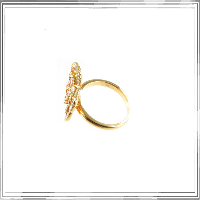 K18PG Multi Colour Sapphire Diamond Ring S,0.95ct D,0.66ct Size #12