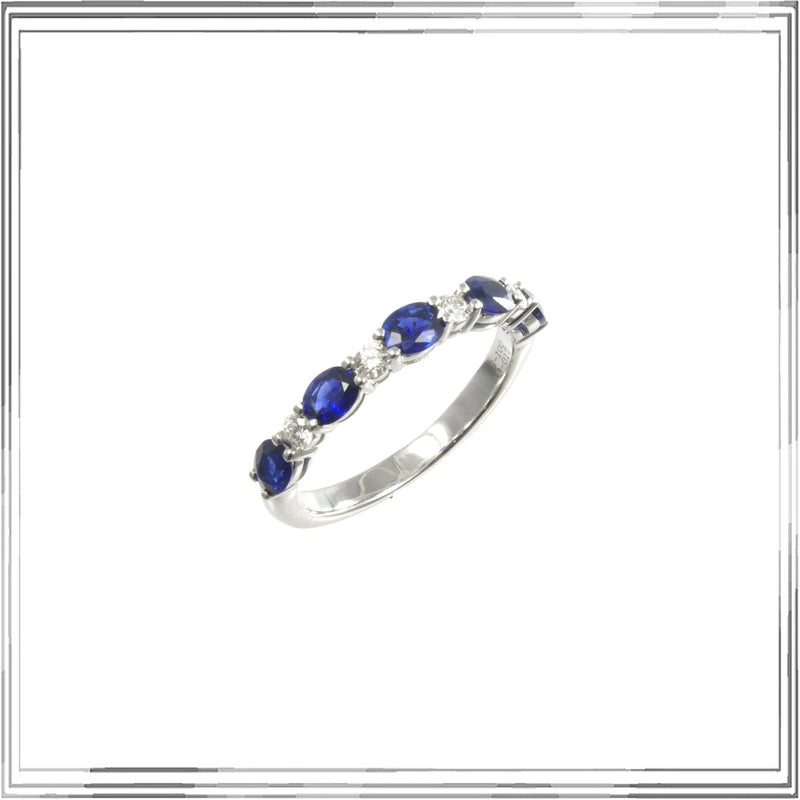 K18WG Blue Sapphire Diamond Ring S,1.00ct D,0.17ct size #12