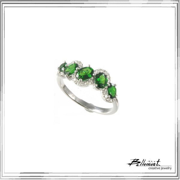 K18WG Green Garnet Diamond Ring GG,1.38ct D,0.14ct size #13.5