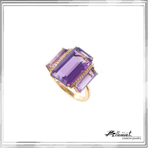 K18PG Amethyst Diamond Ring A,6.22ct D,0.09ct Size #13 – Bellement 