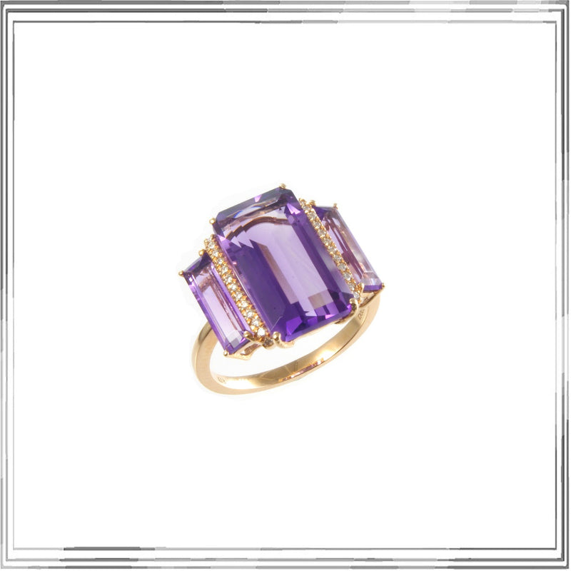 K18PG Amethyst Diamond Ring A,6.22ct D,0.09ct Size #13