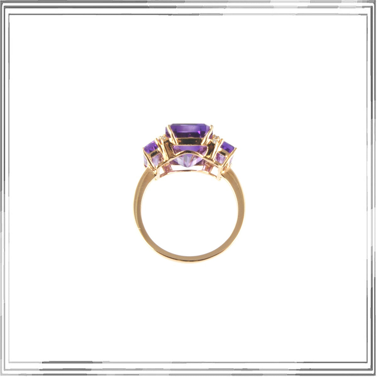 K18PG Amethyst Diamond Ring A,6.22ct D,0.09ct Size #13