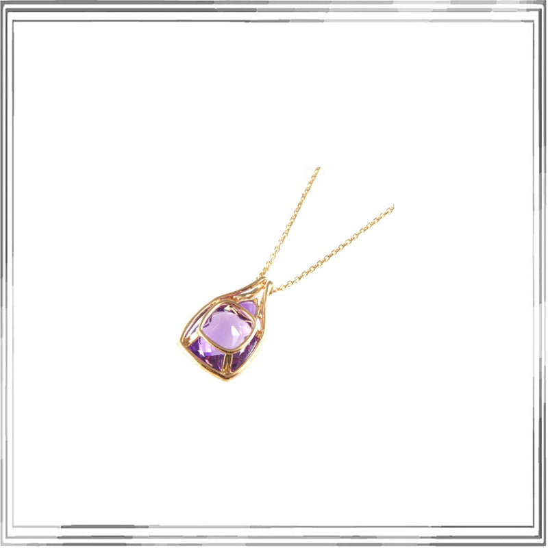 K18PG Amethyst Diamond Pendant Necklace A,6.36ct D,0.14ct