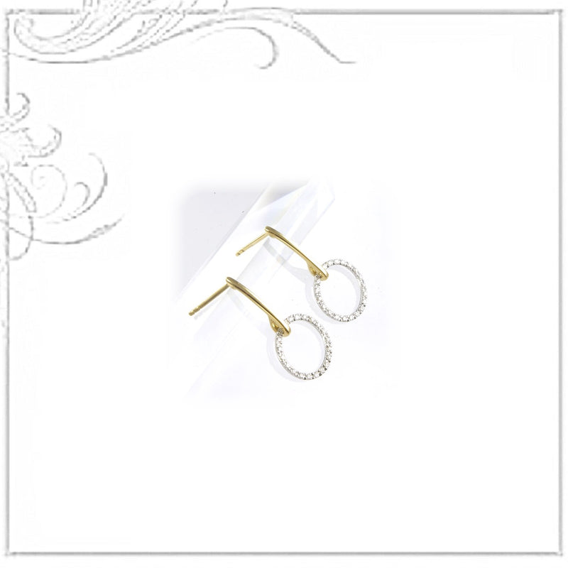 K18WG/ YG Diamond Pierced Earrings D,0.12ct