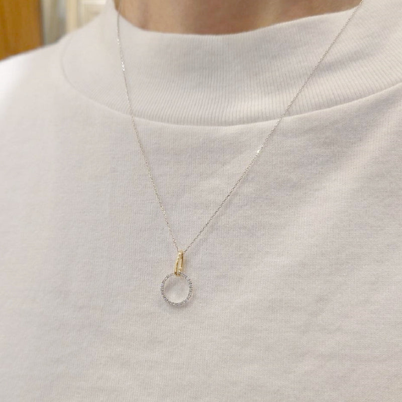K18WG/ YG Diamond Pendant Necklace D,0.10ct