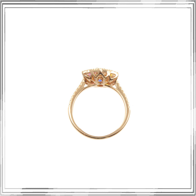 K18PG Multi Colour Sapphire Diamond Ring S,0.50ct D,0.45ct Size #12.5