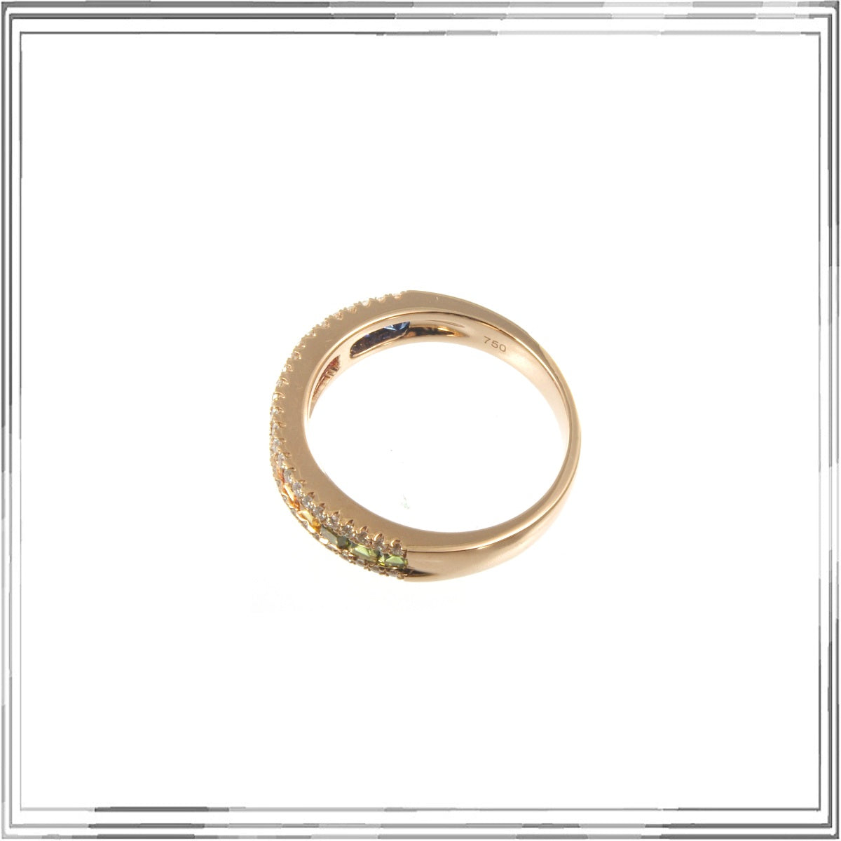 K18PG Multi Colour Sapphire Diamond Ring S,0.89ct D,0.25ct Size #12