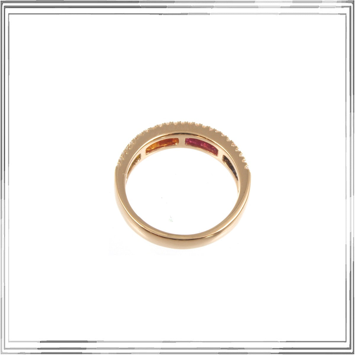 K18PG Multi Colour Sapphire Diamond Ring S,0.89ct D,0.25ct Size #12