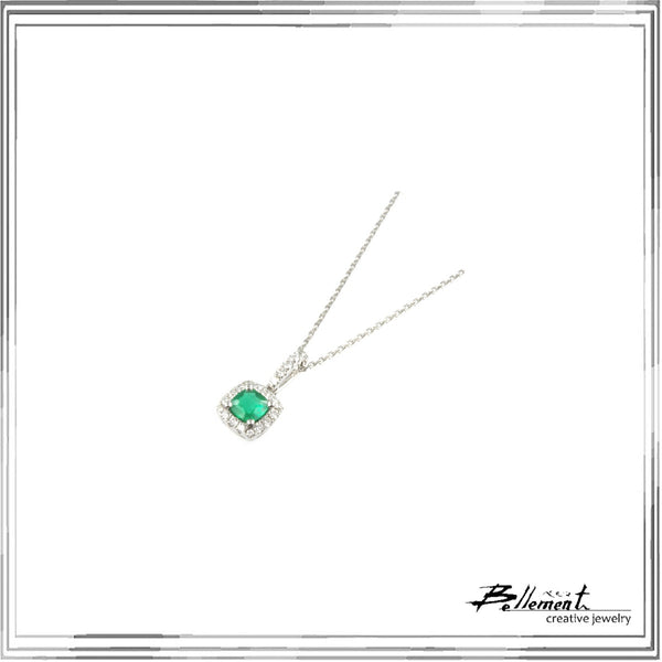 K18WG Emerald Diamond Pendant Necklace E,0.32ct D,0.19ct