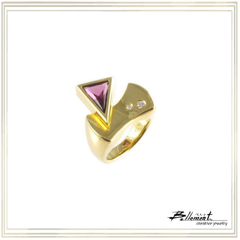 K18YG Tourmaline Diamond Ring T,2.02ct D,0.07ct size #13