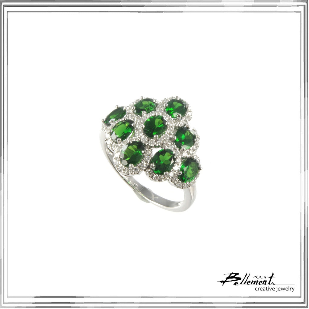 K18WG Green Garnet Diamond Ring G,2.46ct D,0.40ct size #14 – Bellement（ベルマ）