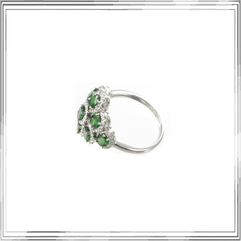 K18WG Green Garnet Diamond Ring G,2.46ct D,0.40ct size #14