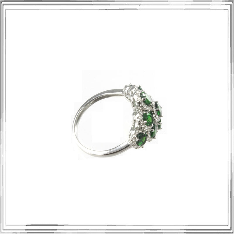 K18WG Green Garnet Diamond Ring G,2.46ct D,0.40ct size #14