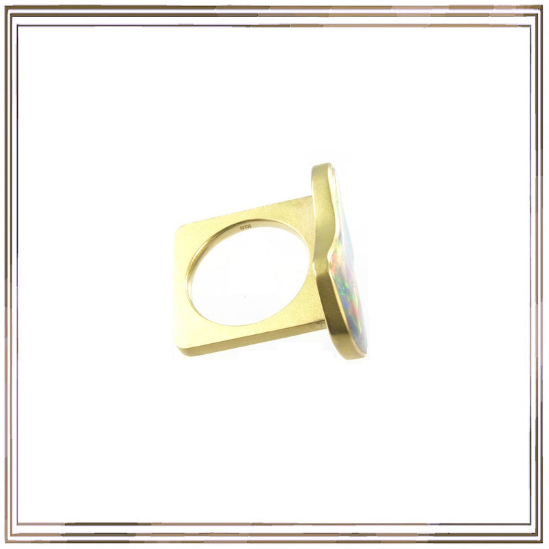 K18YG Black Opal Paraiba Tourmaline Diamond Ring BO,5.65ct T,0.06ct D,0.17ct size #12