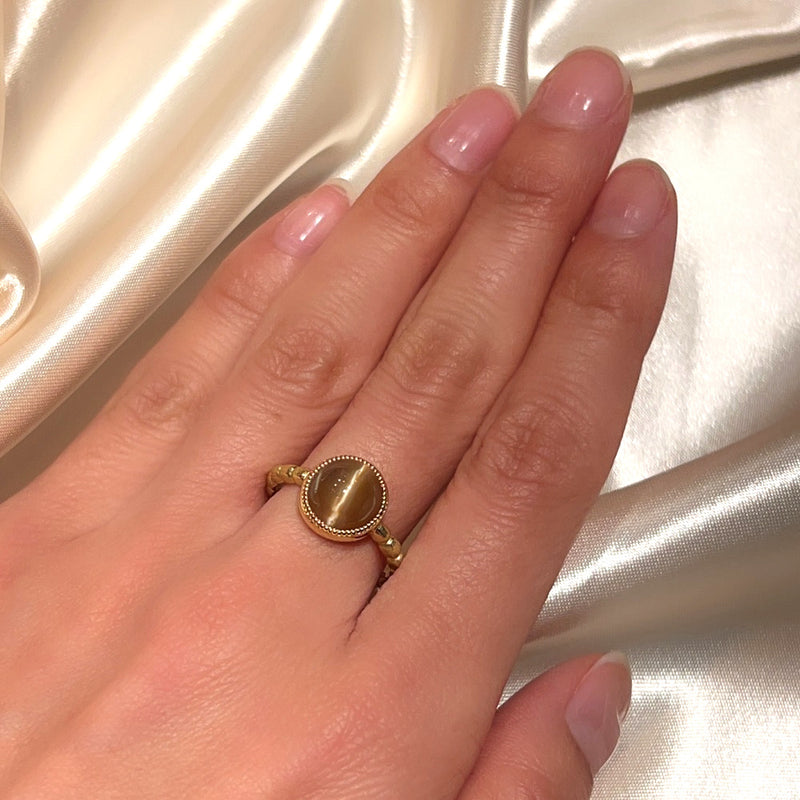 K18YG Opal Cat's Eye Ring O,2.53ct size #13